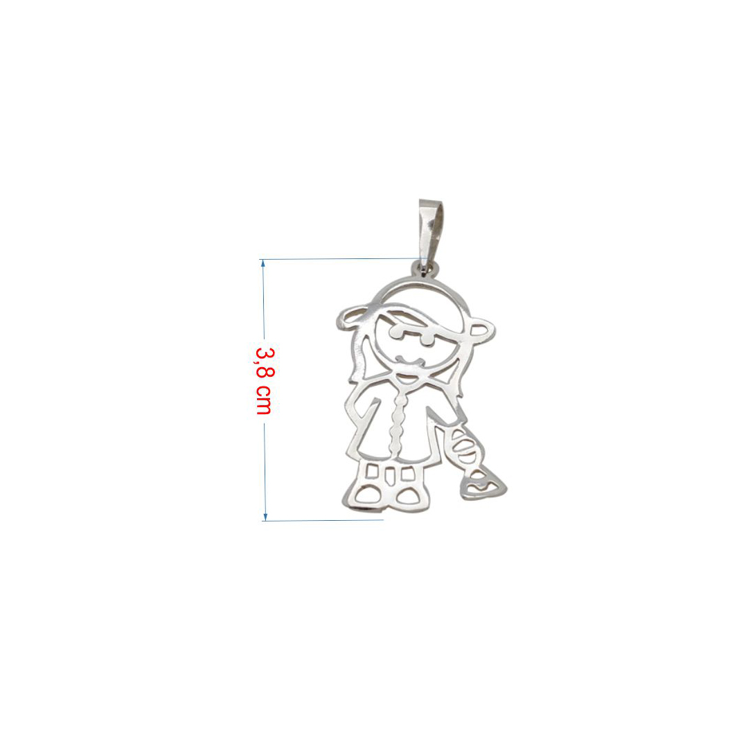Pingente de prata 925 menina